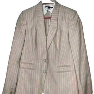 Women’s Hugo Boss Tan Striped Blazer Size 6 Jacket Suit Jacket Coat